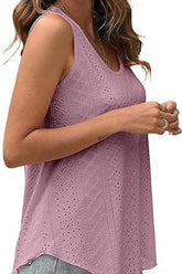 Women Round Neck Loose Sleeveless Top_Cwtstsl0062