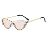 Trendy Rhinestone Half Frame Cat Eye Sunglasses_Cwasg1189