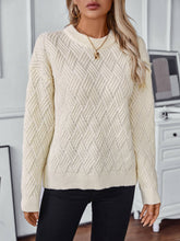 Solid Color Twist Knit Vintage Crew-Neck Sweater