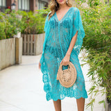 SEXY HOLLOW V NECK LACE SWIMSUIT COVER UP_CWMW0682