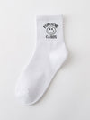 CARTOON BLACK AND WHITE SMILING FACE WOMENS SOCKS_CWMS1415