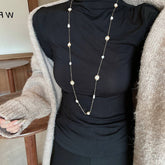 ELEGANT NATURAL PEARL LONG SWEATER NECKLACE_CWAJE3884