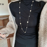 ELEGANT NATURAL PEARL LONG SWEATER NECKLACE_CWAJE3884