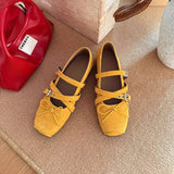 SUEDE MARY JANE FLATS WITH CROSS STRAP BOW_CWSHF0067
