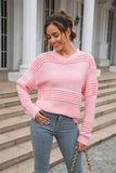 Solid Color Long Sleeve Pit Pullover Sweater For Women