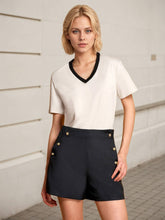 Versatile Button-Decorated Straight Shorts