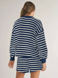 Two-Piece Color-Matching Striped Top And Shorts