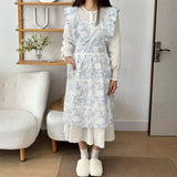 BLUE INK FISHTAIL COTTON RUFFLE APRON_CWMM5794