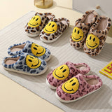 LEOPARD SMILING COTTON FUZZY SLIPPERS WOMEN_CWSHS0278