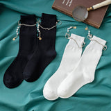 Women Black Punk Chain Socks_Cwms0657