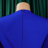 SOLID COLOR HIP WRAPPED PLUS SIZE RUFFLED DRESS_CWDMD3705