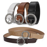 ROUND BUTTON CRYSTAL INLAID SOLID COLOR BELT _CWASC0575