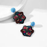 HANDMADE BEADED EMBROIDERY EARRINGS BOHO STYLE_CWMM6186