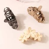 3 FLOWER MATTE PETAL HAIR CLAW VINTAGE ELEGANT_CWMM4989