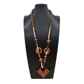 BOHEMIAN VINTAGE WOODEN BEAD NECKLACE_CWMM4566