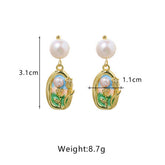 NEW HIGH END RETRO LITERARY SUNSET PEARL EARRINGS_CWAJE3794