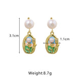 NEW HIGH END RETRO LITERARY SUNSET PEARL EARRINGS_CWAJE3794