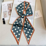 POLKA DOT SIMPLE GEOMETRIC LONG SILK HEAD SCARF_CWASC1519