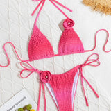 GRADIENT BIKINI SET SEXY 3D FLOWER SWIMSUIT_CWMW0715
