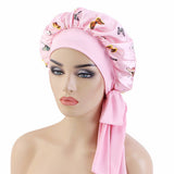 BUTTERFLY PRINT STRETCH NIGHTCAP WITH LONG RIBBON_CWAH1476