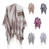 GEOMETRIC TASSEL SPLIT WARM SHAWL_CWASC0308
