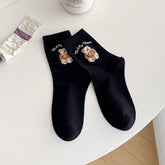 CUTE BEAR PATTERN COTTON CREW SOCKS FOR WOMENS_CWMS1360