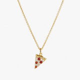PERSONALIZED RED ZIRCON PIZZA NECKLACE_CWMM5310
