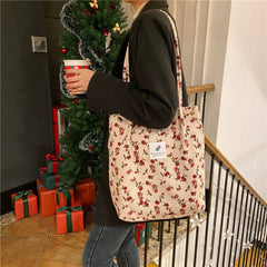 Cwab3899_Corduroy Snap-Button Large-Capacity Shoulder Bag