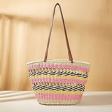 BOHEMIAN CONTRAST STRIPED WOVEN BAG_CWAB1971