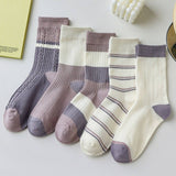 Versatile Color-Block Striped Women'S Socks_Cwms0912