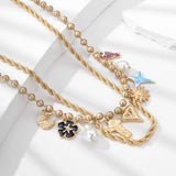 NEW FASHION MULTI PENDANT VINTAGE NECKLACE_CWAJE2840