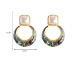 FASHIONABLE COLORFUL ABALONE EARRINGS WITH PEARLS_CWMM4288
