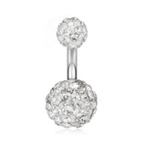 CLAY BALL BELLY RING CZ STAINLESS STEEL PIERCING_CWMM9193