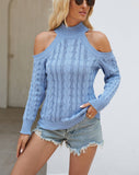 Twisted Half-Shoulder High Neck Knit Jacket
