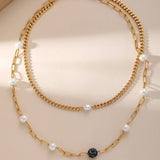 PEARL PENDANT CHAIN LAYERED NECKLACE_CWMM3627