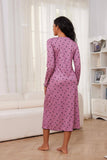 V-Neck Love Print Long-Sleeved Nightdress