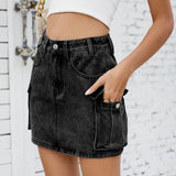 Washed American Vintage Denim Cargo Pocket Skirt