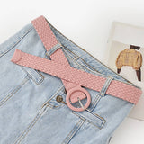 ROUND BUCKLE WOVEN BELT_CWABE0112