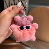 CUTE RABBIT FUR BRIQUETTES CAR KEYCHAIN PENDANT_CWMM2480