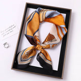 Vintage Letter Print Satin Square Scarf For Women_Cwasc0809