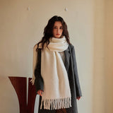 SOFT MERINO WOOL SOLID SCARF WHITE WINTER WRAP_CWASC2294