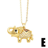 ELEPHANT GOLD PLATEDPENDANT NECKLACE INLAID ZIRCON_CWAJE0901