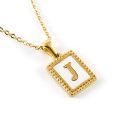 18K GOLD STAINLESS STEEL LETTER SHELL NECKLACE_CWAJE0685
