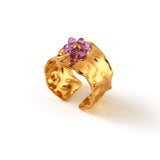 18K STAINLESS STEEL OPEN RING WITH FLOWER DESIGN_CWMM8938