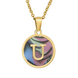 CIRCULAR SHELL ENGLISH LETTER PENDANT NECKLACE_CWAJE0675