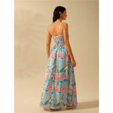 Tropical Printed Strappy Casual Vacation Dress