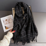 Chic Plaid Tassel Scarf Soft Cashmere Feel Wrap_ Cwasc03271