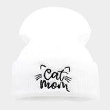 CAT MOM EMBROIDERY SIMPLE PILE HAT KNITTED HAT_CWAH2069