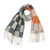 TASSEL CIRCLE YARN CHECKERED SCARF FOR FALL WINTER_CWASC1280