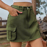 Trendy Denim Skirt With Pocket Cargo